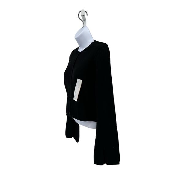 Wild Fable Black Ribbed Cardigan Sweater Womens Small Button Front Bell Sleeve - Picture 4 of 7